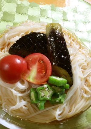 美人レシピ・なすの揚げびたしそうめん-レシピのメイン写真