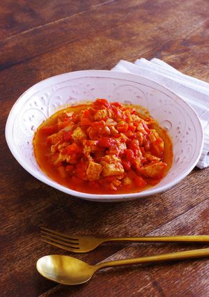 レンジでほったらかし★鶏むね肉のトマト煮-レシピのメイン写真