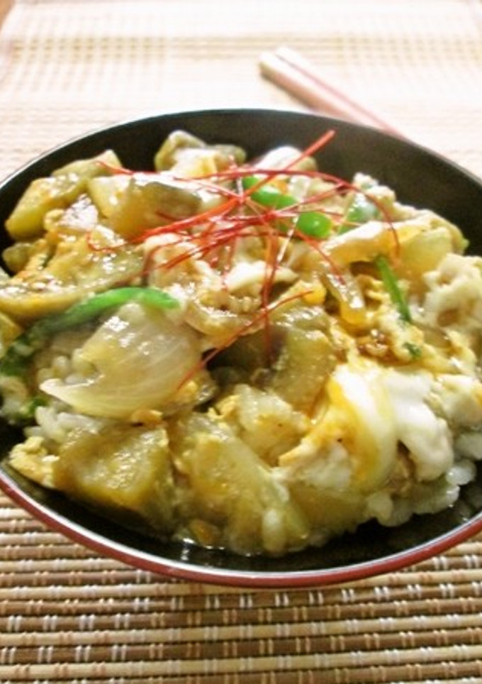 焼き肉のたれで♡とろとろ茄子玉ねぎ丼-レシピのメイン写真