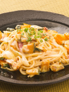 かぼちゃとベーコンの和風クリームパスタ-レシピのメイン写真