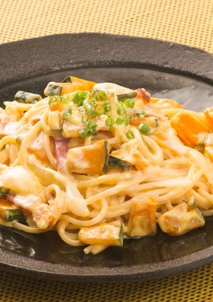 かぼちゃとベーコンの和風クリームパスタ-レシピのメイン写真
