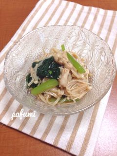 簡単☆鶏皮とえのきと小松菜のポン酢和え-レシピのメイン写真