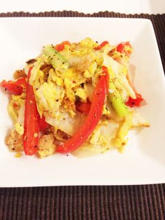 白菜とアスパラとパプリカの卵炒め-レシピのメイン写真