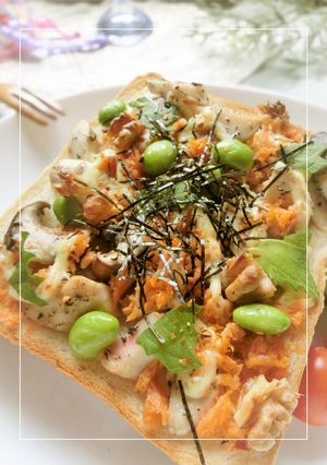 紫蘇香る❀エリンギ×鮭フレ和トースト-レシピのメイン写真