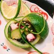 かぼすでタコとワカメとキュウリの酢の物