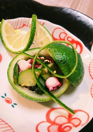 かぼすでタコとワカメとキュウリの酢の物-レシピのメイン写真