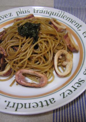大葉にんにく醤油☆イカの沖漬け風パスタ-レシピのメイン写真