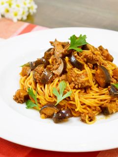 簡単♡茄子と挽肉の焼そばミートソース♪-レシピのメイン写真