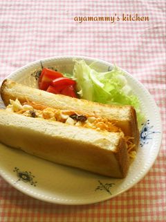 にんじん卵サラダとハムのマヨデリサンド♪-レシピのメイン写真