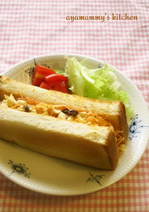にんじん卵サラダとハムのマヨデリサンド♪-レシピのメイン写真
