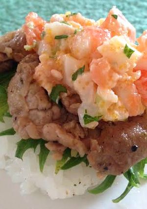 牛肉とサーモンのタルタルご飯-レシピのメイン写真
