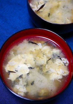 痛風対策！ひじきとたまごの味噌汁-レシピのメイン写真
