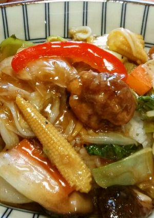 竜田揚げ入り中華丼-レシピのメイン写真