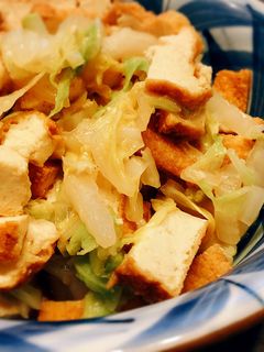 簡単朝食♡副菜厚揚げと白菜焼肉のたれ炒め-レシピのメイン写真