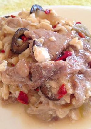 塩ピーマンとオリーブの肉豆腐-レシピのメイン写真