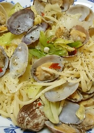 あさりとキャベツの酒蒸しパスタ♪-レシピのメイン写真