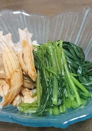 お酒のお供に♪鶏と三葉のお浸し♪-レシピのメイン写真