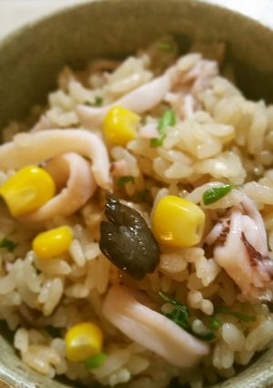 ヤリイカときのこのご飯-レシピのメイン写真