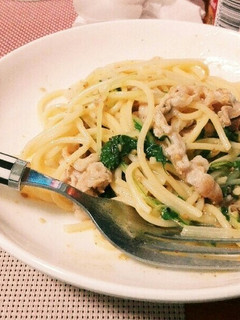 豚肉と水菜のパスタ-レシピのメイン写真