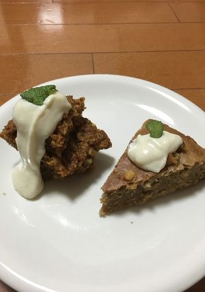 ごぼうとナッツのケーキ　豆腐クリーム添え-レシピのメイン写真