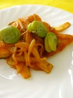 鮭とそら豆のケチャップ炒め☆野菜-レシピのメイン写真