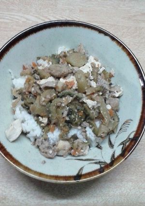 宿六のトイモ入りゴウヤチャンプル丼-レシピのメイン写真
