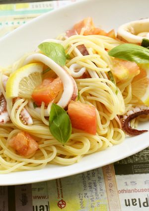 トマトとイカの塩こうじ冷製パスタ☆-レシピのメイン写真