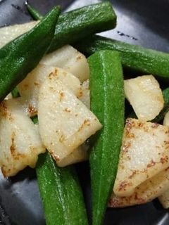 簡単、長芋とオクラのバターソテー-レシピのメイン写真