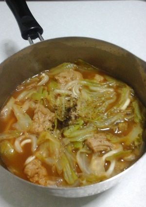 ずぼらー向けカレーうどんキャベツと麩入り-レシピのメイン写真