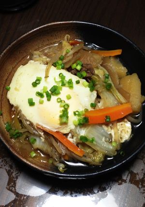 変身/*☆すき焼きの残りで白菜の卵とじ-レシピのメイン写真