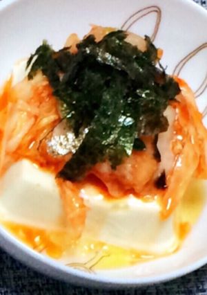 超簡単！韓国風キムチ冷奴 包丁いらず-レシピのメイン写真