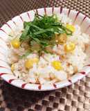 簡単！カニ缶とコーンで炊き込みご飯。