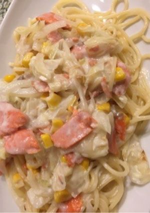 キャベツと鮭、コーンのクリームパスタ-レシピのメイン写真