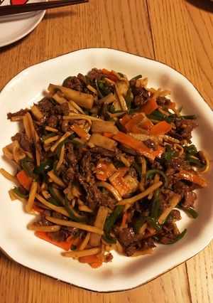 香味ペーストを使った牛肉と長芋の炒め物-レシピのメイン写真