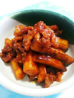 さつまいもと豚肉の甘辛コチュジャン炒め♡-レシピのメイン写真