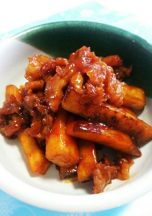 さつまいもと豚肉の甘辛コチュジャン炒め♡-レシピのメイン写真