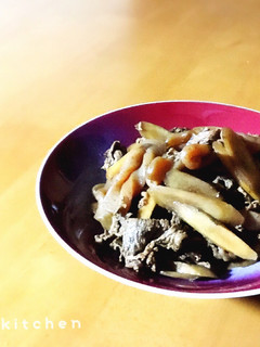 お弁当にも☆牛肉とごぼうと蒟蒻の炒め煮-レシピのメイン写真