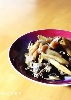 お弁当にも☆牛肉とごぼうと蒟蒻の炒め煮-レシピのメイン写真