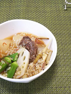 飲んべが喜ぶ〆の1品 ー 牛すね餡かけ粥-レシピのメイン写真