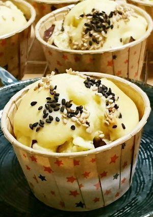 ＨＭもっちり白カップパン・さつま芋&煮豆-レシピのメイン写真
