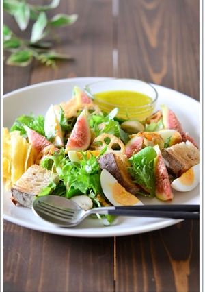 秋野菜と無花果のカリカリチーズサラダ-レシピのメイン写真