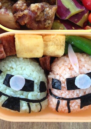 海苔とハムで☆ガンダムのザクキャラ弁☆-レシピのメイン写真