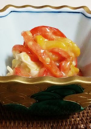 パプリカとささみのもちキビ酢味噌和え-レシピのメイン写真