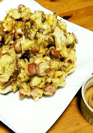 キャベツとウインナーとコーンのかき揚げ♪-レシピのメイン写真