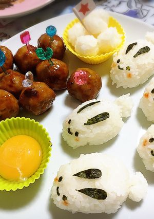 月見 つくね うさぎ おにぎり-レシピのメイン写真