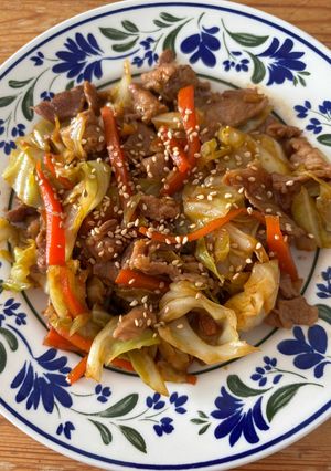 豚こまキャベツにんじんの甜麺醤炒め-レシピのメイン写真