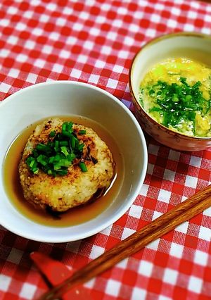 おにぎり茶漬けとオクラの汁物-レシピのメイン写真
