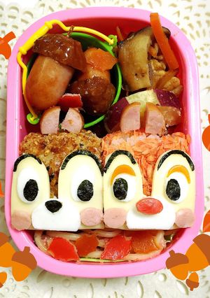 チップとデール秋キャラ弁-レシピのメイン写真