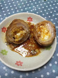 【お弁当のおかずに】肉巻きタマゴサラダ-レシピのメイン写真