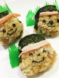 運動会!ごま昆布じゃこおにぎりくん-レシピのメイン写真